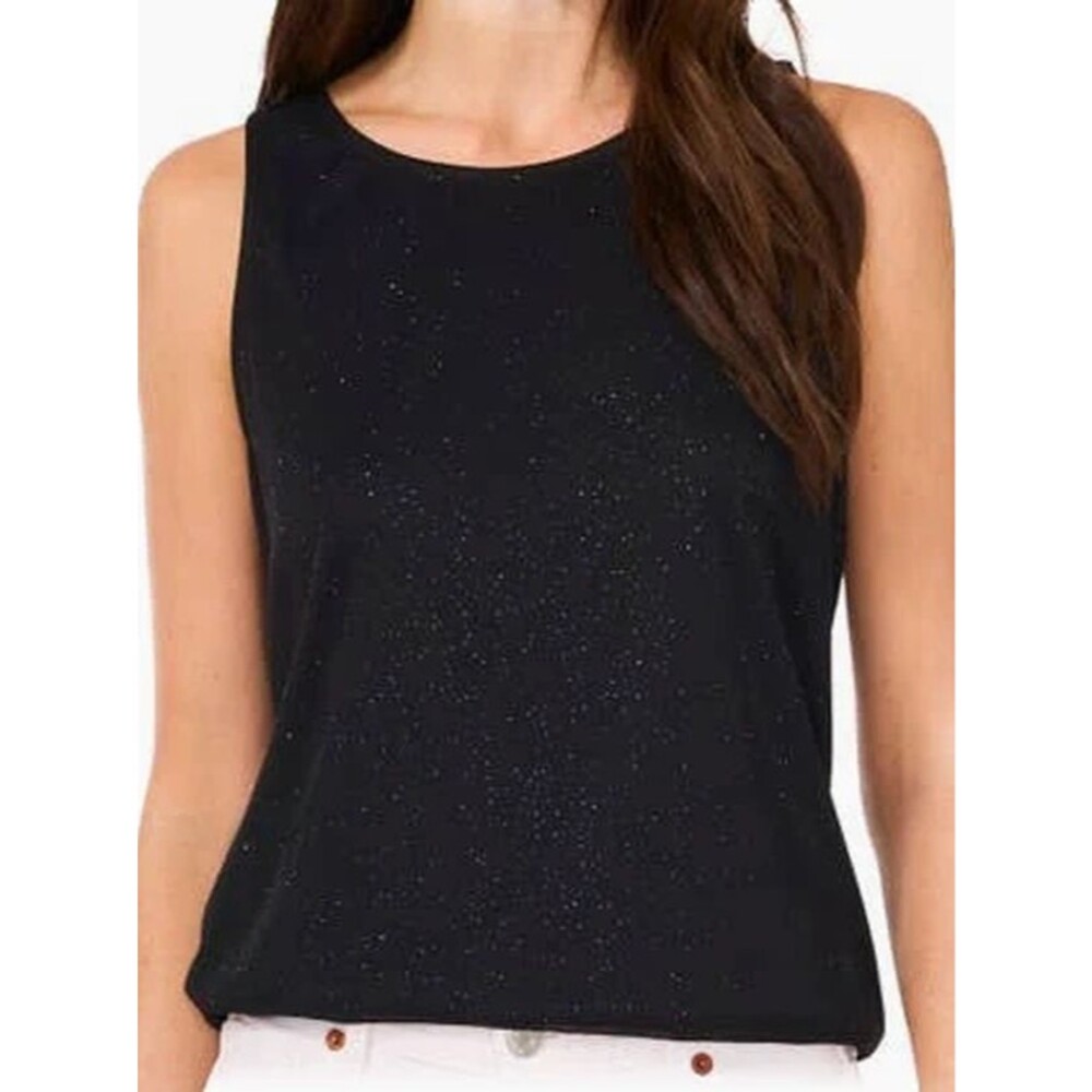 Vince Camuto Rich Black Lace Keyhole Back Tank Top Sleeveless Blouse NWT